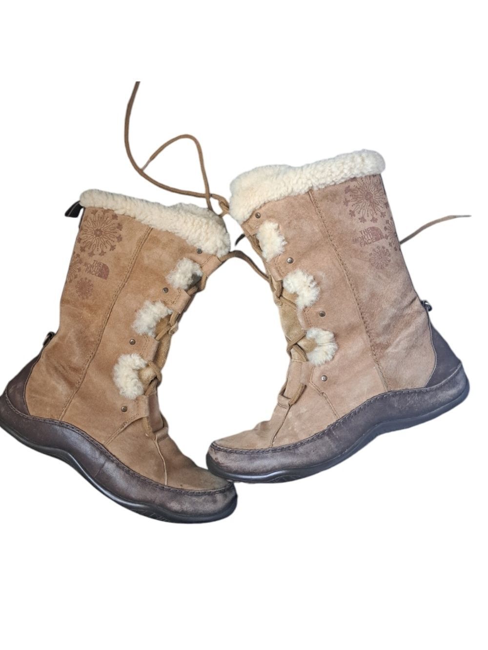 THE NORTH FACE Abby Apres snow winter boots shearling leather worn used 9.5 - Picture 2 of 16